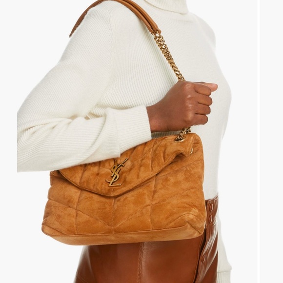 SAINT LAURENT

PUFFER SMALL CHAIN BAG IN QUILTED SUEDE in color CINNAMON - Picture 14 of 14